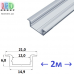 Профиль алюминиевый АНОДИРОВАННЫЙ для светодиодной ленты (до 10W на метр), 2 метра, ЛПВ-7 STANDART