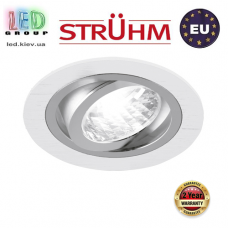 Потолочный светильник/корпус, Strühm Poland, встроенный, алюминий, круглый, белый/хром, 1хGU10, ALUM C. ЕВРОПА