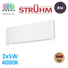 Настенный светодиодный светильник, Strühm Poland, 2x5W, 4000K, накладной, алюминий, прямоугольный, белый, RA≥80, ZELDA LED C. ЕВРОПА