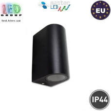 Светильник/корпус master LED, IP44, фасадный, накладной, алюминий + закалённое стекло, чёрный, 2хGU10, Luna Duo. ЕВРОПА!