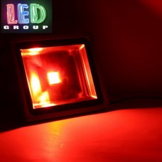Светодиодный LED прожектор 30W, цвет свечения - красный. Гарантия - 2 года