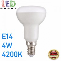 Світлодіодна LED лампа 4W, E14, R39, 4200-4500K - нейтральне світіння, алюпласт, RA≥90