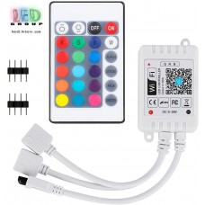 Контроллер/диммер  для светодиодных лент 12-24V RGB, 16А. C пультом IR 24 кнопки, WI-FI, 4A на канал