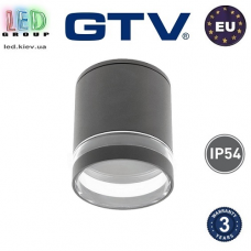 Світильник/корпус GTV, 1xGU10, фасадний, круглий, IP54, алюміній + пластик, чорний, RIVEN. ЄВРОПА! Гарантія - 3 роки