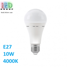 Світлодіодна LED лампа 10W, E27, 4000К, акумуляторна, поліамід + полікарбонат, Ra≥80