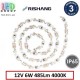 Світлодіодна стрічка RISHANG 12V, 2835, 60 led/m, S-type, 6W, IP65, 4000K - білий нейтральний, Premium. Гарантія - 3 роки