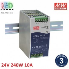 Блок живлення 24V, 240W, 10A, Mean Well, для трифазного струму, TDR-240-24, металевий корпус, для внутрішнього застосування, на DIN-рейку. Гарантія – 3 роки