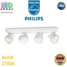 Світлодіодний LED світильник Philips, 4x3W, 2700K, 108Lm, стельовий, накладний, поворотний, білий. Гарантія – 2 роки