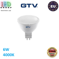 Світлодіодна LED лампа GTV, 6W, 12V, GU5.3, MR16, 4000К - нейтральне світло. ЄВРОПА!!! Гарантія - 2 роки