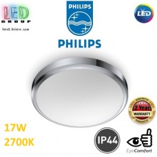 Світлодіодний LED світильник Philips, 17W, 2700K, 1500Lm, стельовий, накладний, IP44, метал + пластик, круглий, кольору хром, Ø313x90мм. Гарантія – 2 роки