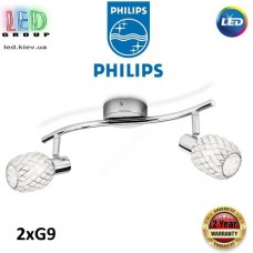 Світильник/корпус Philips, 2xG9, стельовий, накладний, поворотний, метал + скло, глянсовий хром. Гарантія – 2 роки