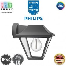 Світильник/корпус Philips, 1xE27, фасадний, настінний, IP44, металевий, кольору антрацит. Гарантія – 2 роки