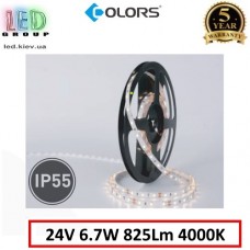 Світлодіодна стрічка COLORS, 24V, SMD 2835, 60 led/m, 6.7W, IP55, 4000K - білий нейтральний, Premium. Гарантія - 5 років