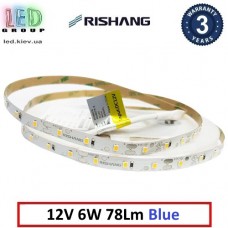 Світлодіодна стрічка RISHANG, 12V, SMD 2835, 60 led/m, 6W, IP20, синій, VIP. Гарантія - 3 роки