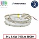 Світлодіодна стрічка RISHANG, 24V, SMD 2835, 120 led/m, 8.6W, IP20, 3000K - білий теплий, VIP. Гарантія - 3 роки