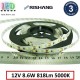 Світлодіодна стрічка RISHANG, 12V, SMD 2835, 120 led/m, 8.6W, IP20, 5000K - білий нейтральний, VIP. Гарантія - 3 роки