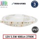 Світлодіодна стрічка RISHANG, 12V, SMD 2835, 60 led/m, 5.5W, IP67, 2700K - білий теплий, 12мм, VIP. Гарантія - 3 роки