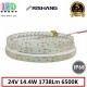 Світлодіодна стрічка RISHANG, 24V, SMD 2835, 168 led/m, 14.4W, IP68, 6500K - білий холодний, VIP. Гарантія - 5 років