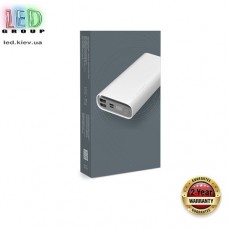 Pawer bank 20000mAh, Micro USB, USB-C, 2xUSB-A, пластик, білий. Гарантія - 2 роки