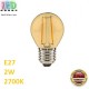 Світлодіодна LED лампа 2W, E27, G45, 2700K - тепле світіння, філамент, скло, amber, Ra≥80