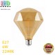 Светодиодная LED лампа 6W, E27, 2200K - тёплое свечение, филамент, "диамант", стекло, amber, RA>70