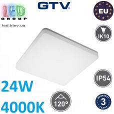 Светодиодный LED светильник GTV, 24W (EMC+), 4000К, квадратный, накладной, IP54, BESA, белый. ЕВРОПА!!! Гарантия - 3 года