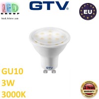 Світлодіодна LED лампа GTV, 3W, GU10, 3000К - тепле світло. ЄВРОПА!!! Гарантія - 2 роки