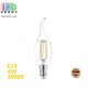  Світлодіодна лампа 4W, E14, C35 - свічка на вітрі, 3000K - тепле світло, FILAMENT