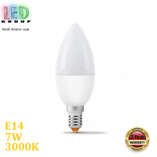 Світлодіодна LED лампа 7W, E14, C37, 3000K - тепле світіння, алюпласт, RA≥80