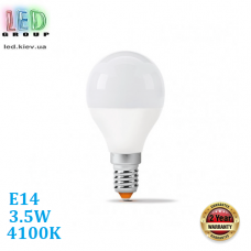 Світлодіодна LED лампа 3.5W, E14, G45, 4100K - нейтральне світіння, алюпласт, RA≥90