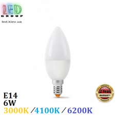 Світлодіодна LED лампа, 6W, E14, C37, 3000K/4100K/6200K, алюпласт, RA≥90, SMART