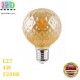 Світлодіодна LED лампа 4W, E27, 2200K - тепле світіння, філамент, "твіст", скло, amber, RA≥70