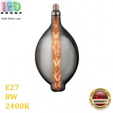 Светодиодная LED лампа 8W, E27, 2400K - тёплое свечение, филамент, стекло тонированное, дизайнерская, 120х225мм, RA≥70