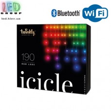 Світлодіодна LED гірлянда Twinkly Icicle, 5.5/3.8м, SMART, RGB, 190 led, Bluetooth + WiFi, Gen II, IP44, кабель прозорий