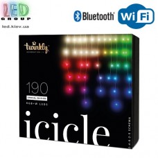 Світлодіодна LED гірлянда Twinkly Icicle, 5.5/3.8м, SMART, RGBW, 190 led, Bluetooth + WiFi, Gen II, IP44, кабель прозорий