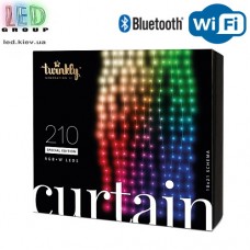 Светодиодная LED гирлянда Twinkly Curtain, 3м/21м, Wall RGBW, 210 led, SMART, Bluetooth + WiFi, Gen II, IP44, кабель прозрачный