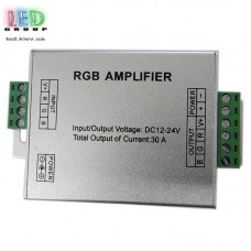 Підсилювач 3x10A, 12-24V, для світлодіодної RGB стрічки, 3 канали по 10А