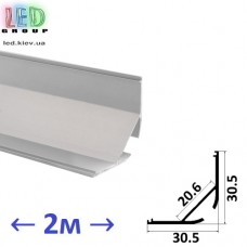 Профіль алюмінієвий АНОДОВАНИЙ для світлодіодної стрічки, LD-053, (2 метра)