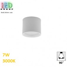 Світлодіодний LED світильник стельовий 7W, 3000K, 90°, накладний, круглий, алюмінієвий, білий, Ra≥80