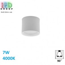 Світлодіодний LED світильник стельовий 7W, 4000K, 90°, накладний, круглий, алюмінієвий, білий, Ra≥80