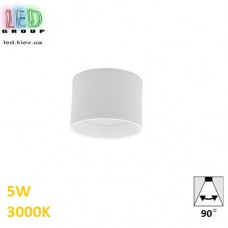 Світлодіодний LED світильник стельовий 5W, 3000K, 90°, накладний, круглий, алюмінієвий, білий, Ra≥80