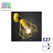 Світильник/корпус настінно-стельовий, 1хE27, накладний, поворотний, металевий, плафон - тонка сітка, жовтий, дизайнерський, 180мм