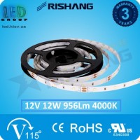 Світлодіодна стрічка RISHANG, 12V, SMD 2835, 60 led/m, 12W, IP20, 4000K - білий нейтральний, VIP. Гарантія - 3 роки