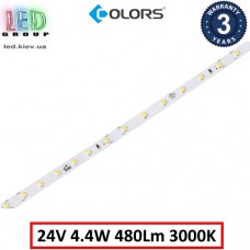 Світлодіодна стрічка COLORS, 24V, SMD 2835, 60 led/m, 4.4W, IP20, 3000K - білий теплий, Premium. Гарантія - 3 роки