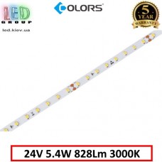 Світлодіодна стрічка COLORS, 24V, SMD 2835, 80 led/m, 5.4W, IP20, 3000K - білий теплий, Premium. Гарантія - 5 років