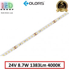 Світлодіодна стрічка COLORS, 24V, SMD 2835, 128 led/m, 8.7W, IP20, 4000K - білий нейтральний, Premium. Гарантія - 5 років