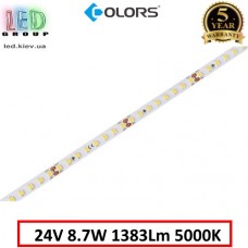 Світлодіодна стрічка COLORS, 24V, SMD 2835, 128 led/m, 8.7W, IP20, 5000K - білий нейтральний, Premium. Гарантія - 5 років