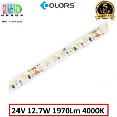 Світлодіодна стрічка COLORS, 24V, SMD 2835, 128 led/m, 12.7W, IP20, 4000K - білий нейтральний, Premium. Гарантія - 5 років