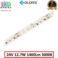 Світлодіодна стрічка COLORS, 24V, SMD 2835, 128 led/m, 12.7W, IP20, 3000K - білий теплий, Premium. Гарантія - 5 років