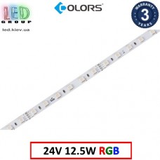 Світлодіодна стрічка COLORS, 24V, SMD 5050, 60 led/m, 12.5W, IP20, RGB, Premium. Гарантія - 3 роки